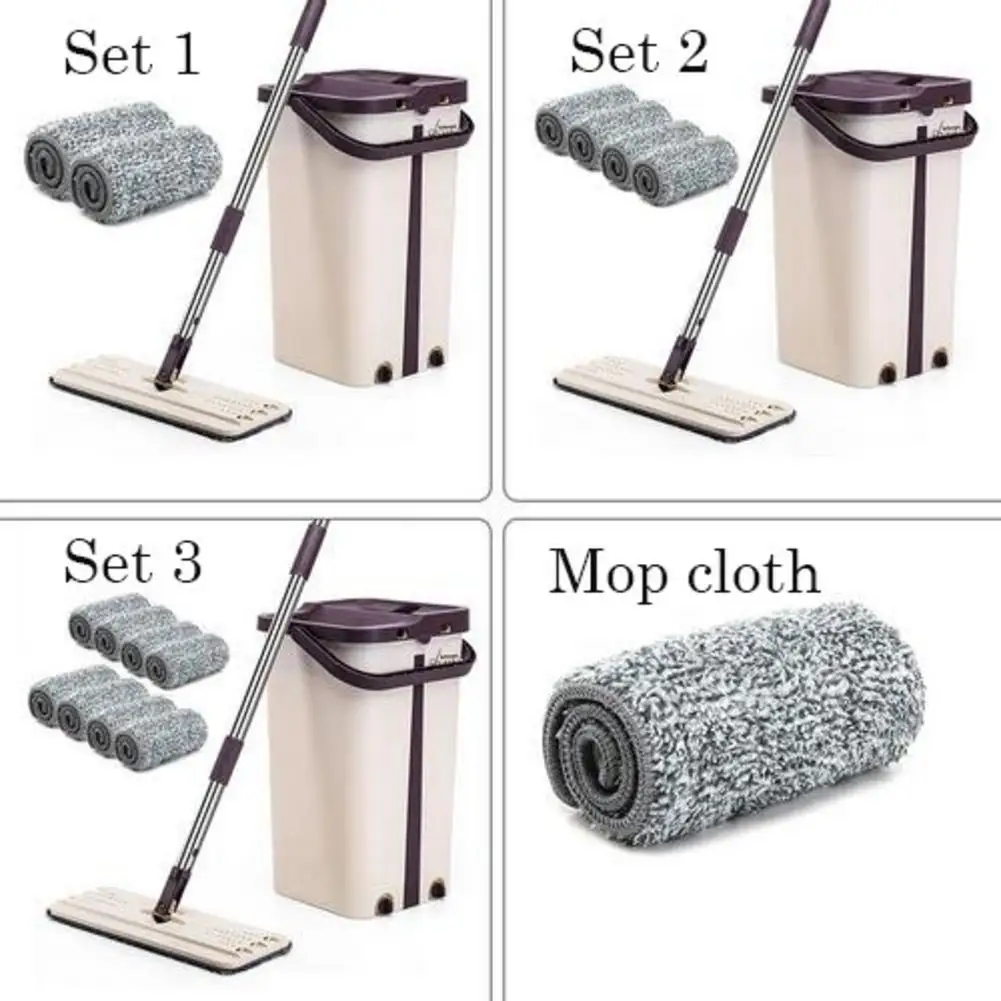Удобная без стирки Выдвижная плоская Швабра Ткань и ведро набор для очистки пола