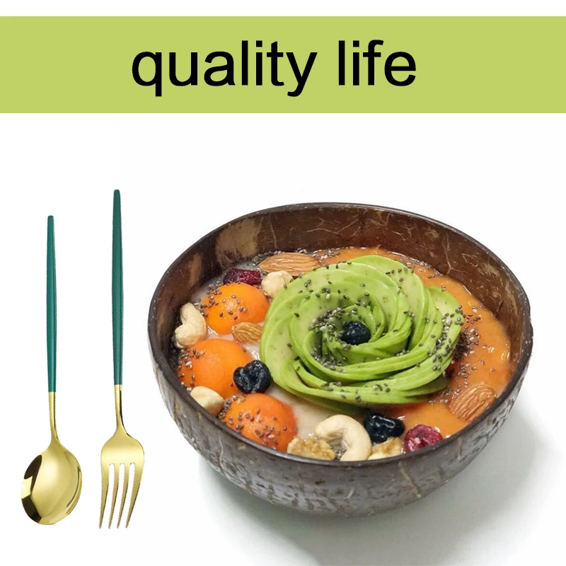 Креативная натуральная Кокосовая Деревянная миска экологичный фруктовый салат