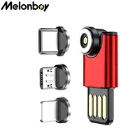 melonboy 540 rotation mini usb adapter micro usb mobile phone charger type c magnetic charger for iphone samsung huawei xiaomi