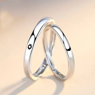 

Fashion Simple Opening Sun Moon Ring Minimalist Silver Color Sun Moon Adjustable Ring For Men Women Couple Engagement Jewelry