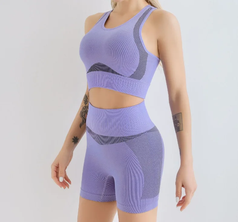

Seamless Yoga Sets Women Sports Suits Running Tracksuits Fitness Crop Top High Waist Push Up Gym Shorts Workout Set Outfits