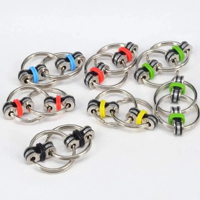 

1PCS Bike Chain Fidget Toy Sensory Toys Chain Vent Toy Metal Puzzle Autism Chain Fidget Toy Stress Relieve Spinner Key Ring