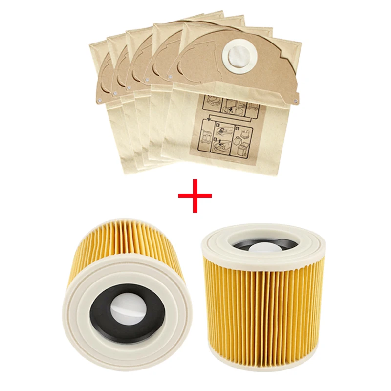 Hepa Filters + Dust Bags for Karcher WD2250 A2004 A2054 MV2 WD2 Vacuum Cleaner Bags Replacement Spare Parts Accessories