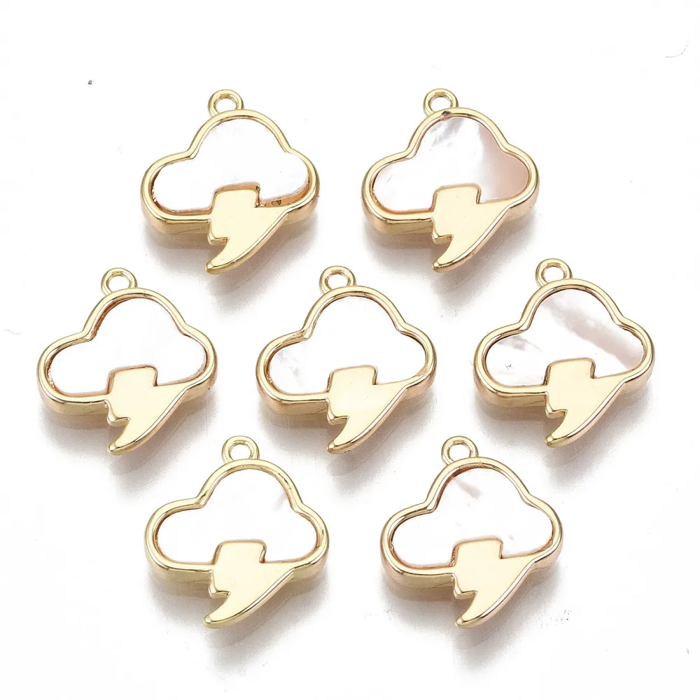 

5pcs Natural Sea Shell Cloud Charms for Women jewelry making DIY Bracelet Earring jewelry Crafts Decor,with Brass Loops