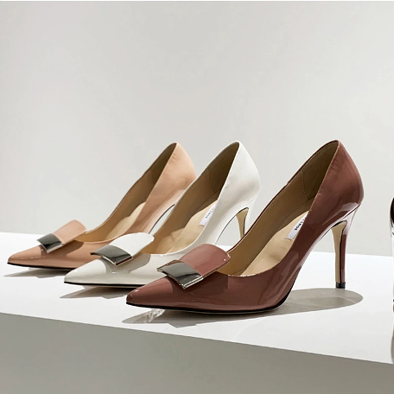 Женские босоножки из искусственной кожи на шпильке 5 см с острым носком в