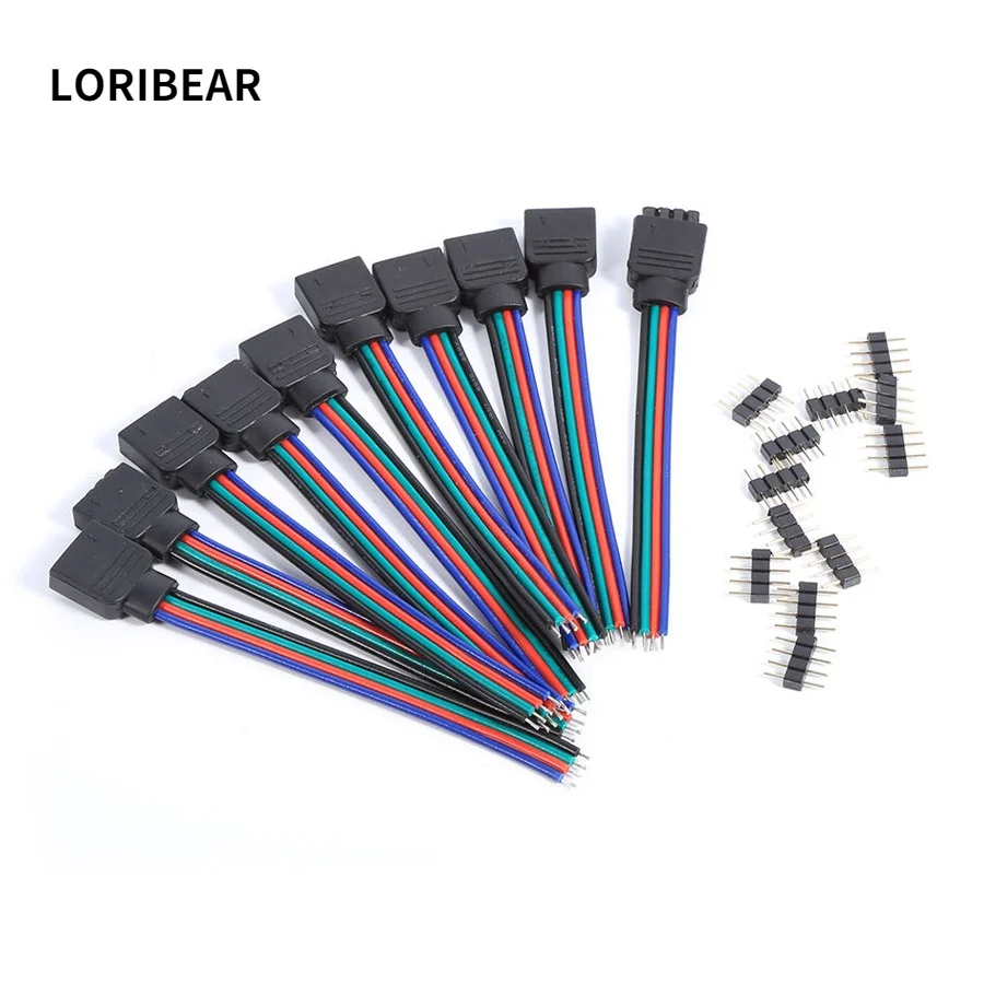 

10pcs 20 pcs 4Pin LED Strip Connector Wire with needle for 10mm 3528 5050 RGB LED Tape Light to Wire Joint RGB Controller
