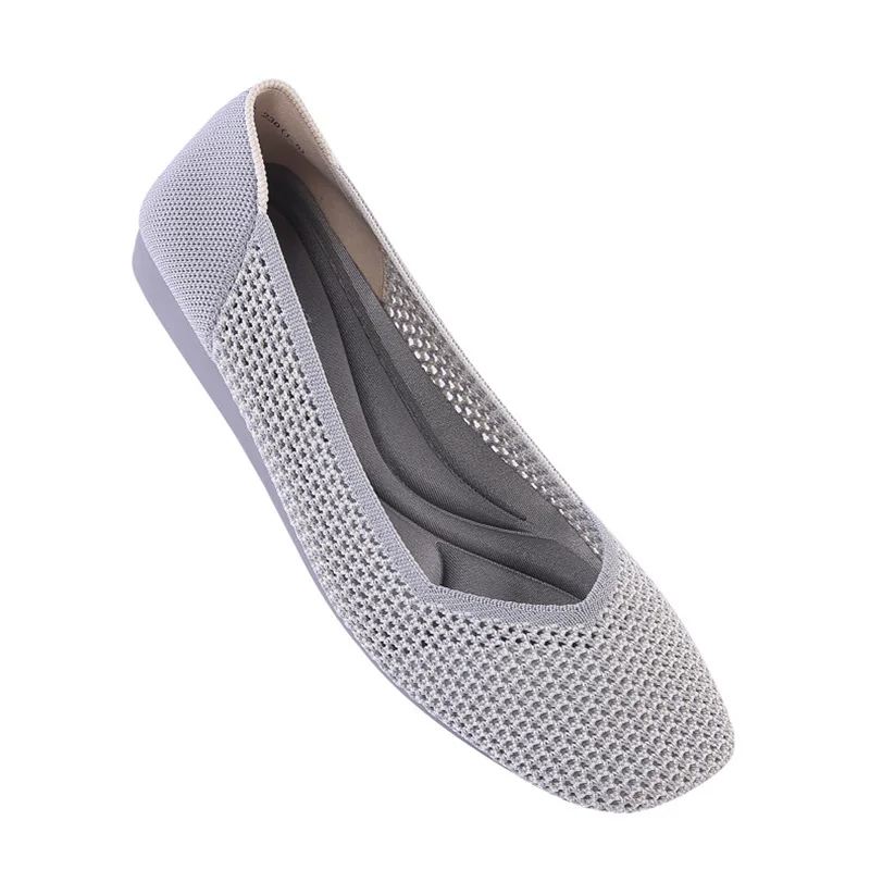

Solid Color Casual Comfortable Wedges Square Toe Shoes Breathable Shoes Wear-resistant Soft-soled Massage Insole Outing Shoes