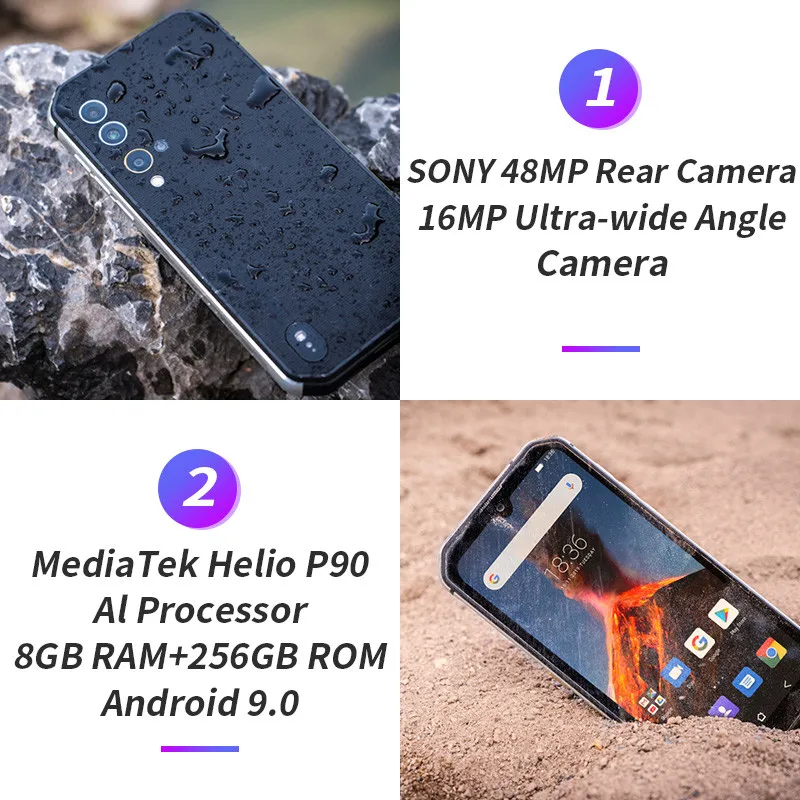 Blackview BV9900 смартфон с восьмиядерным процессором Helio P90 ОЗУ 8 Гб ПЗУ 256 ГБ Android 9 0 48 МП |