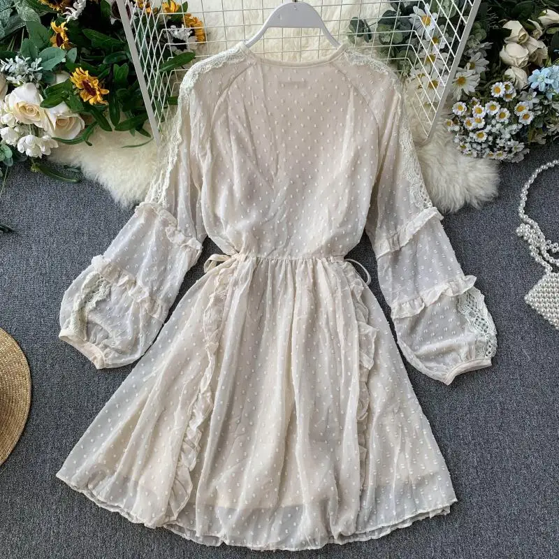 Женское платье для подиума роскошное Сетчатое в горошек с вырезом 2019