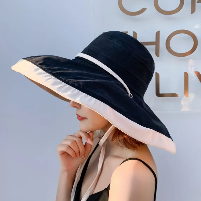 Шляпа Женская Солнцезащитная с широкими полями Пляжная Панама Складная