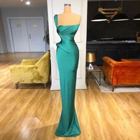 fashion one shoulder evening dress 2022 sleeveless pleat simple formal party gown for women robe de soiree mermaid prom dresses