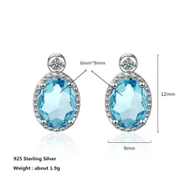 luxury fashion female earring 69mm blue rhinestone crystal 925 sterling silver wedding earring for women girl gorgeous jewelry