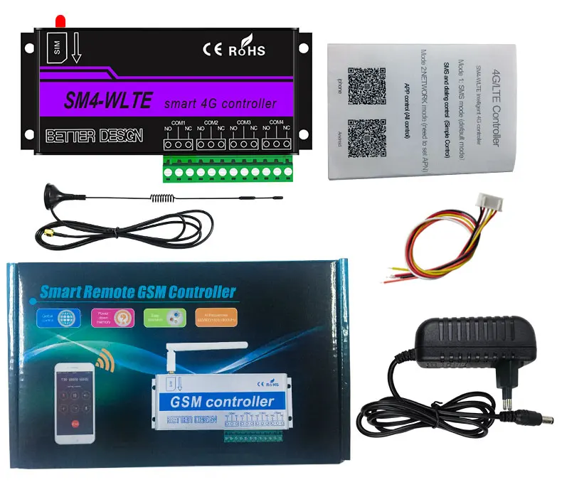sm4 3g 4g gsm gate opener relay switch wireless remote control door access door opener call for parking systems 4output relay free global shipping