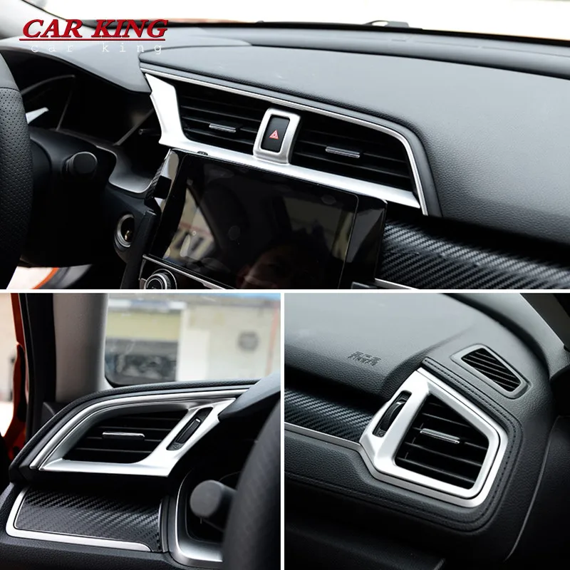 

For Honda Civic 2016 2017 2018 Chrome Front Air Vent Outlet Dashboard Console Frame Trim Cover Molding Car Styling Accessories