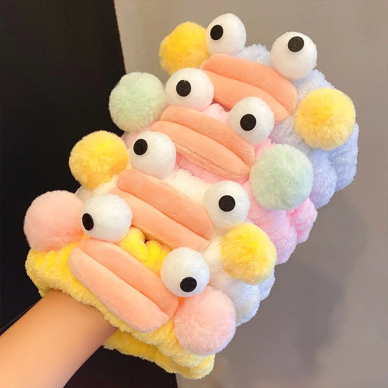 

New Women Girls Cute Cartoon Sausage Mouth Coral Fleece Warm Wash Headband Sweet Hair Decorate Selfie Hairbands Hair Accessories