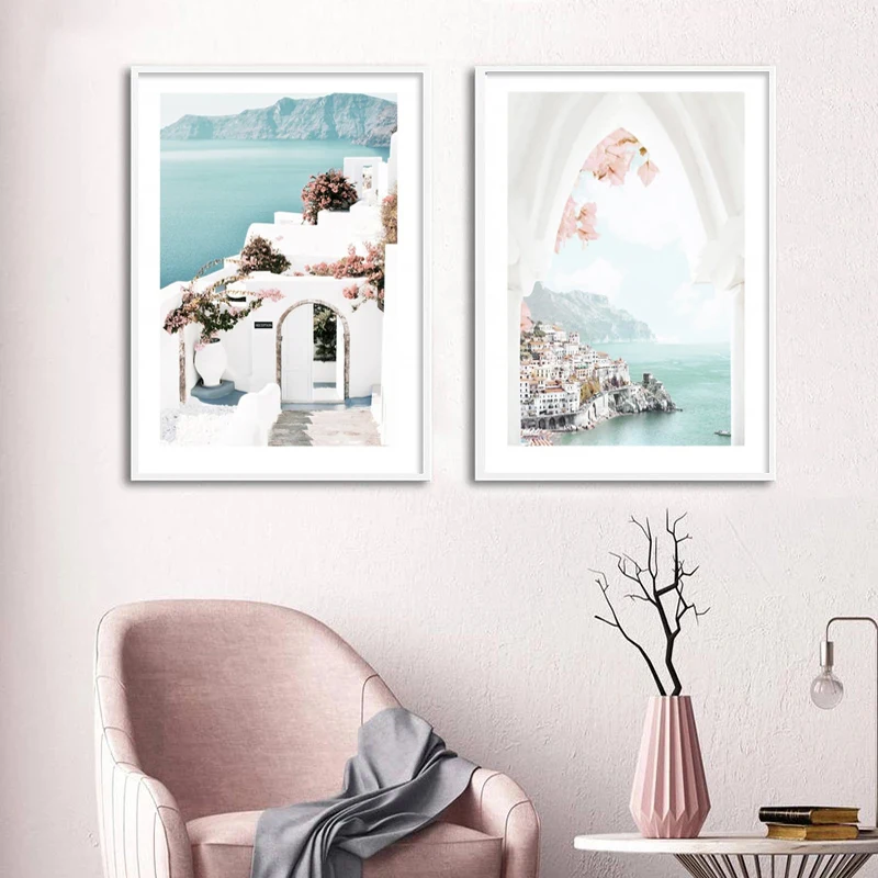 Постер с изображением итальянского берега Амальфи и моря художественный постер