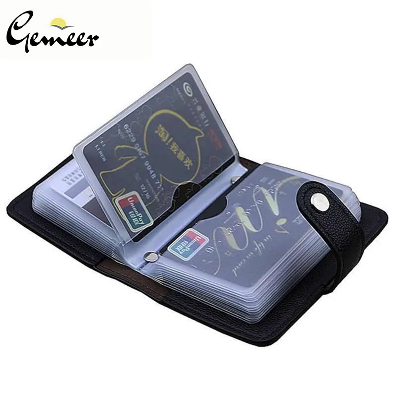 Чехол для карт Gemeer из искусственной кожи с 24 отделениями мужчин и