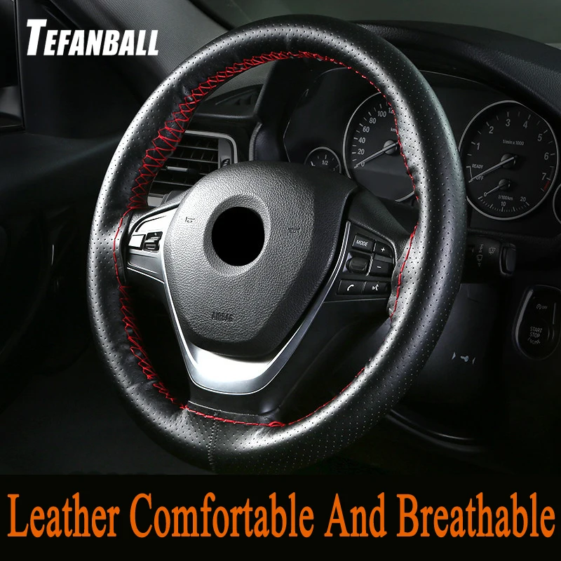 Оплетка рулевого колеса 38 см из натуральной кожи универсальная оплетка для