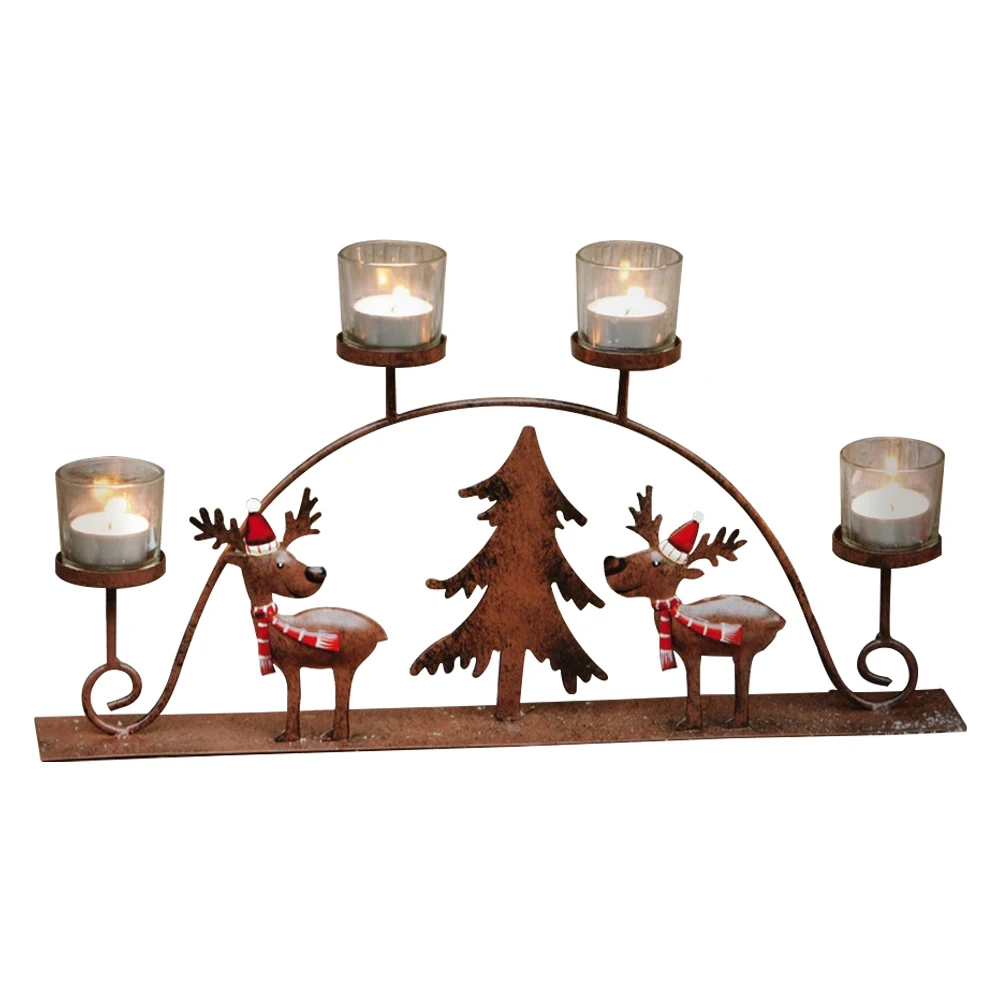 Рождественский подсвечник держатель Стеклянный металлический романтическое