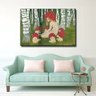 Мать гриб с ее детьми винтажный художественный печать плакат гриб настенное искусство лесной Декор античный Лес холст печать живопись