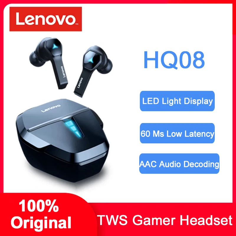 

Original Lenovo HQ08 TWS Wireless Gamer Headset Bluetooth 5.0 Gaming Earphone Smart Noise Cancelling Headphone Earbuds With Mic