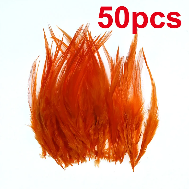 Orange 50PCS Wifreo 50 шт. длинные перья украшение на седло перья, привязываемые к приманке петух шлаппен для форели лосось Steelhead бас соленой воды стример завязывания - Цвет: Orange 50PCS