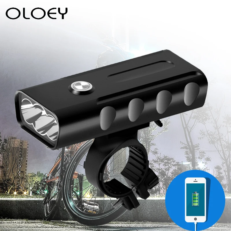 

5200mAh USB Rechargeable Bike Light Waterproof Accessories Rotation Front Cycling Night Safety Aluminum Alloy Bicycle Outdoor
