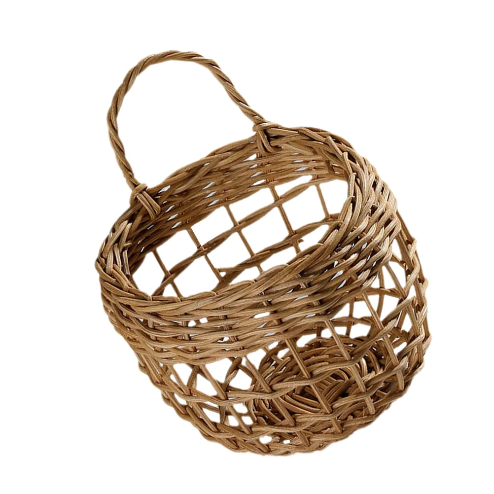 

1Pc Wall Mount Egg Basket Woven Flower Basket Garlic Basket (Random Color)