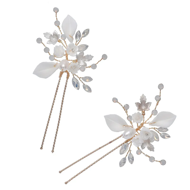 SLBRIDAL проводные стразы Кристалл керамический цветок жемчуг свадебные заколки для