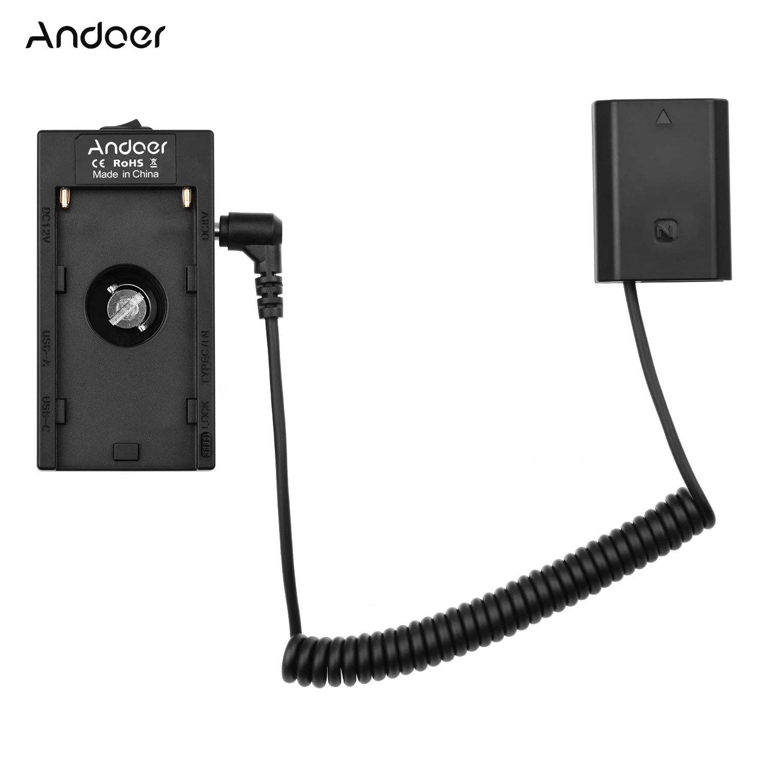 

Andoer NP-F970 F750 Battery Plate Holder Adapter w/ Dual USB+FZ100 Dummy Battery Coupler for Sony A7 III/A7R III/A7R IV/A9/A9 II