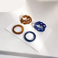 fashion transparent resin acrylic chunky chain rings set for women colourful geometric square round rings jewelry gothic wedding
