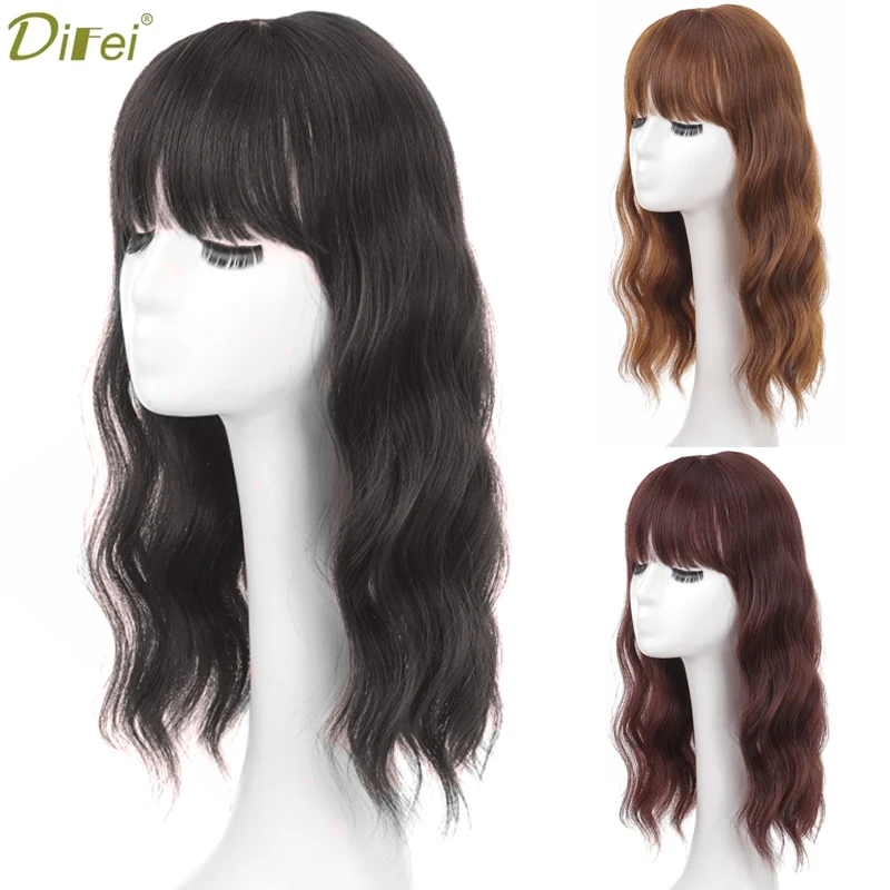 DIFEI Synthetic Long Wavy Clip In Hairpieces Natural Colors Clip Hair Available Female Extension Wig