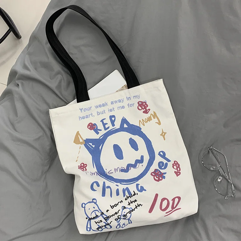 Маленькие сумки с принтом дьявола для студентов и путешествий сумки-тоут через