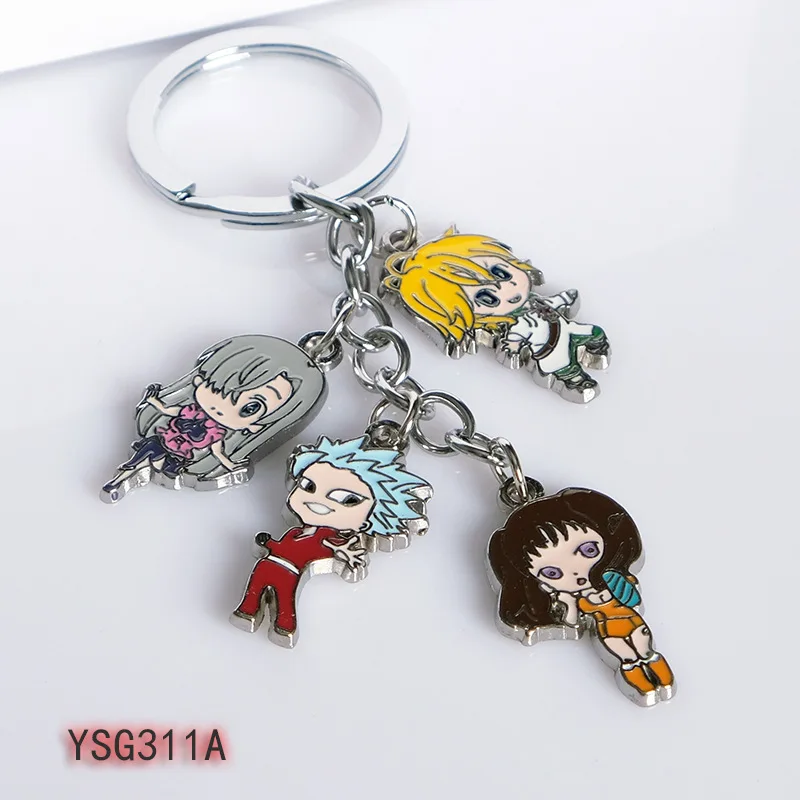Anime Nanatsu No Taizai The Seven Deadly Sins Keychain Car Key Ring Holder Cartoon Figure Meliodas Elizabeth Pendants Trinkets | Украшения