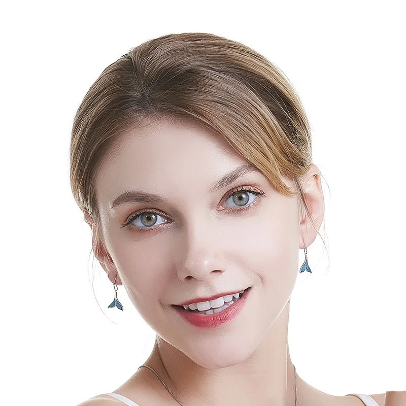 Женские серьги-подвески из серебра 925 пробы с хвостом морского Кита | Украшения и