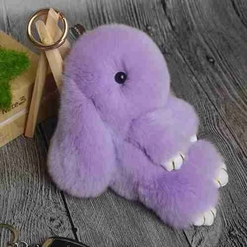Кролик брелок милый с пушистым кроликом Рекс из натурального кроличьего меха