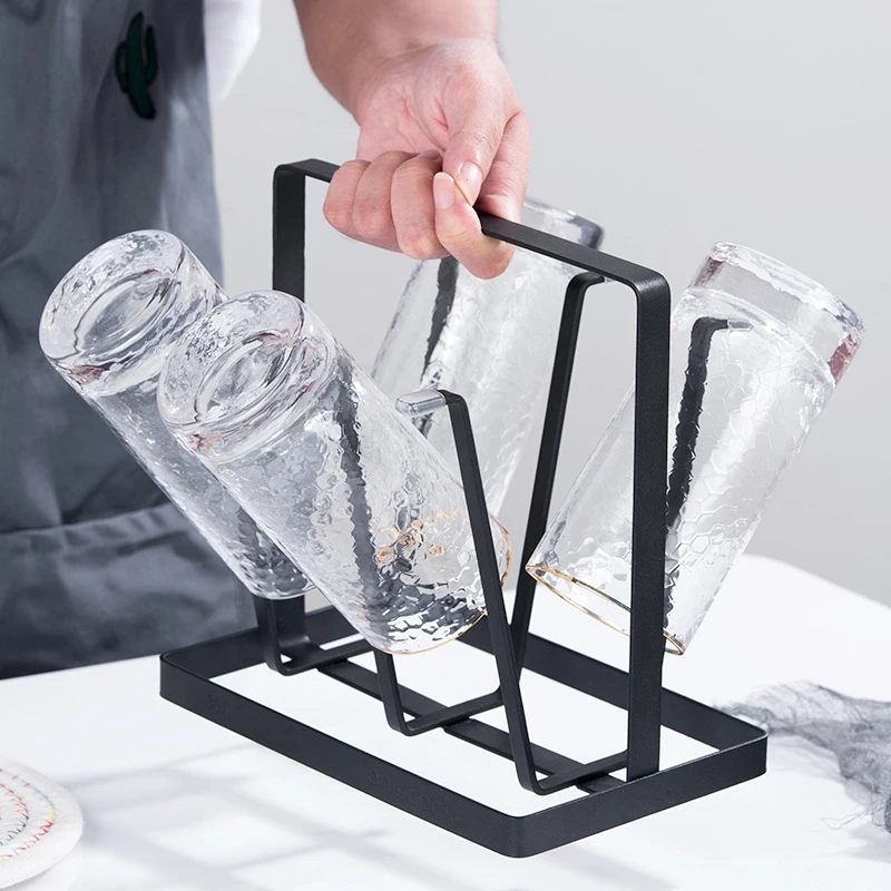 

Cup Drying Rack Stand Beer Glasses Rack, 6 Cups Drainer Holder Rack Stainless Steel Non-Slip Mugs Cups Organizer