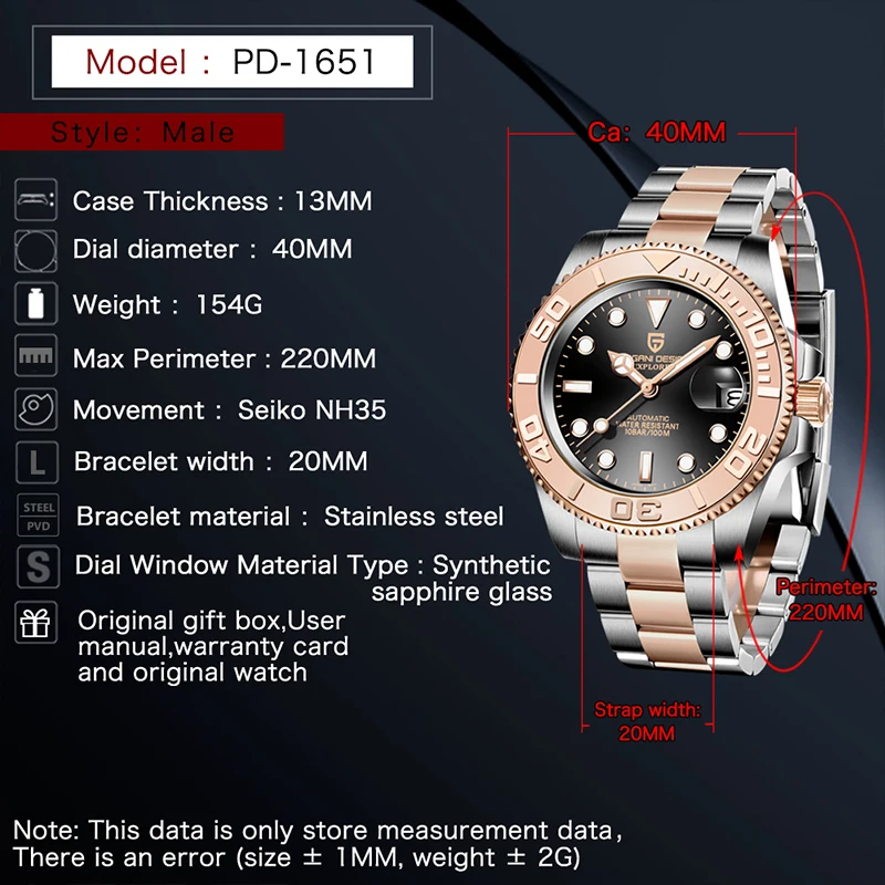 

PAGANI DESIGN Men Automatic Watches Sapphire Glass Ceramic Bezel Relogio Masculino Mechanical Watch For Men Business Wristwatch