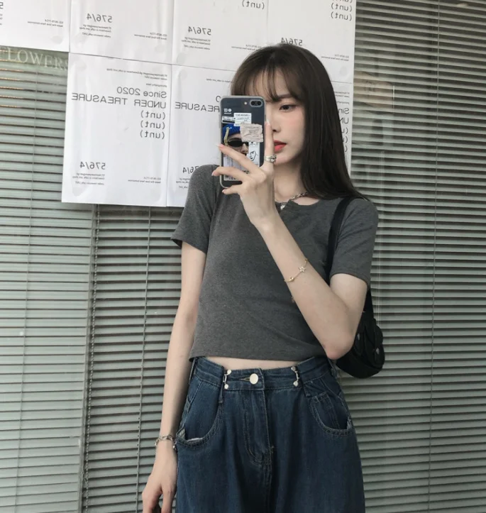 Корейская шикарная Дизайнерская футболка с коротким рукавом женская летняя