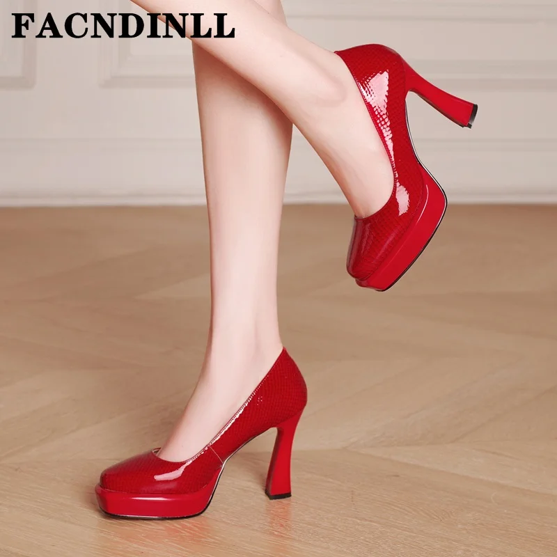

Брендовые женские туфли-лодочки 2021 Новая мода; Сезон весна-осень; Круглый носок высокое Высокая платформа красное платье Свадебная женская ...