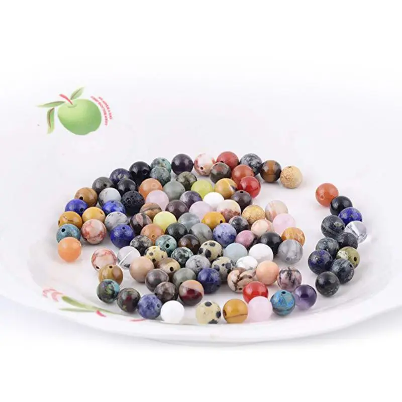 

8mm Natural Stone Round Beads Mixed Color Box Set Loose Beads for DIY Jewelry