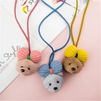kids children girl necklace cute cartoon bear bow knot tie fabric japan korean handmade gifts apparel accessories wholesale