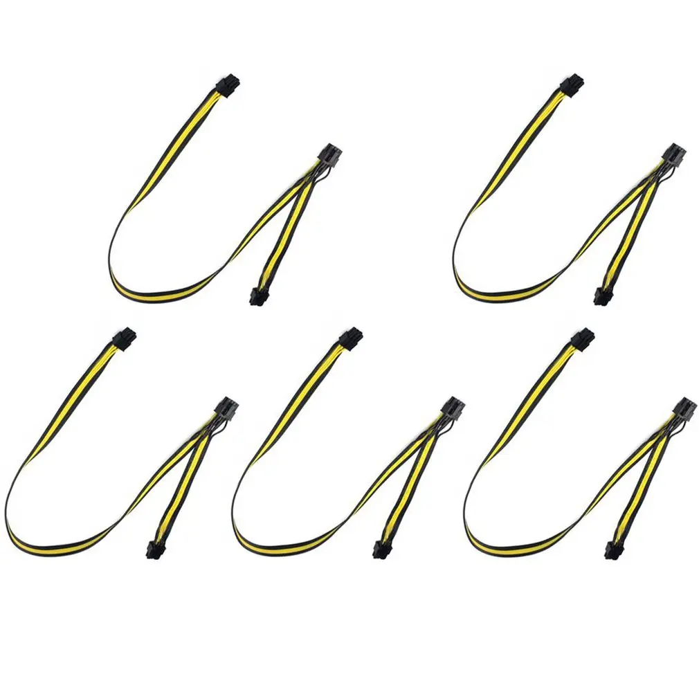

5Pcs Power Supply Cable 1 to 3 6p+2p Miner Adapter Cable 8pin GPU Video Card Wire 12AWG+18AWG Cables for BTC Mining