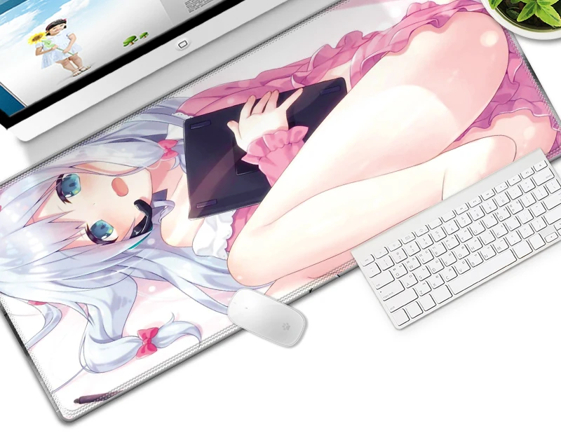 Большой игровой коврик для мыши 80x30 см офисный компьютерная клавиатура аниме