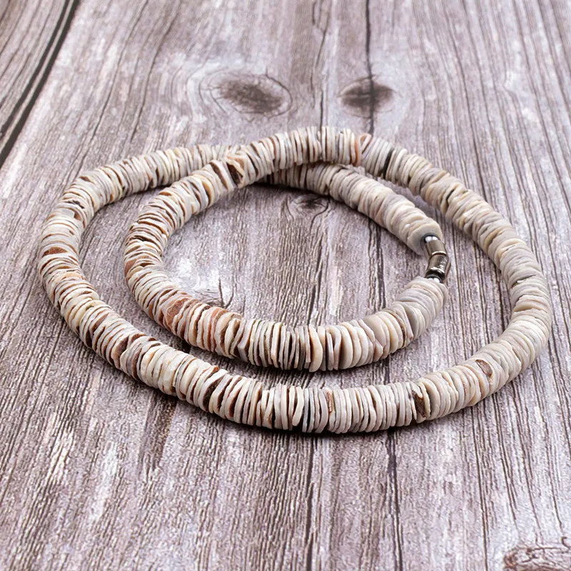 Ожерелье из серых ракушек для мужчин и женщин ожерелья с круглыми бусинами