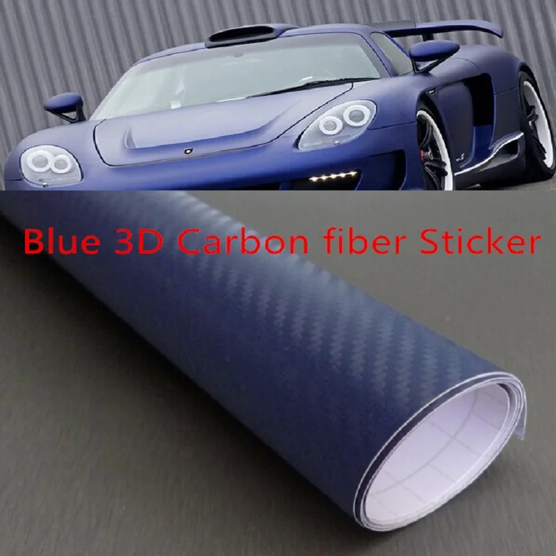 3D синий текстурированный виниловый лист из углеродного волокна с пузырчатым