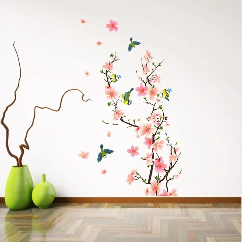 

Plum Tree Kingfisher Wall Stickers Living Room Bedroom Background Wall Decoration Wall Stickers Set of 4