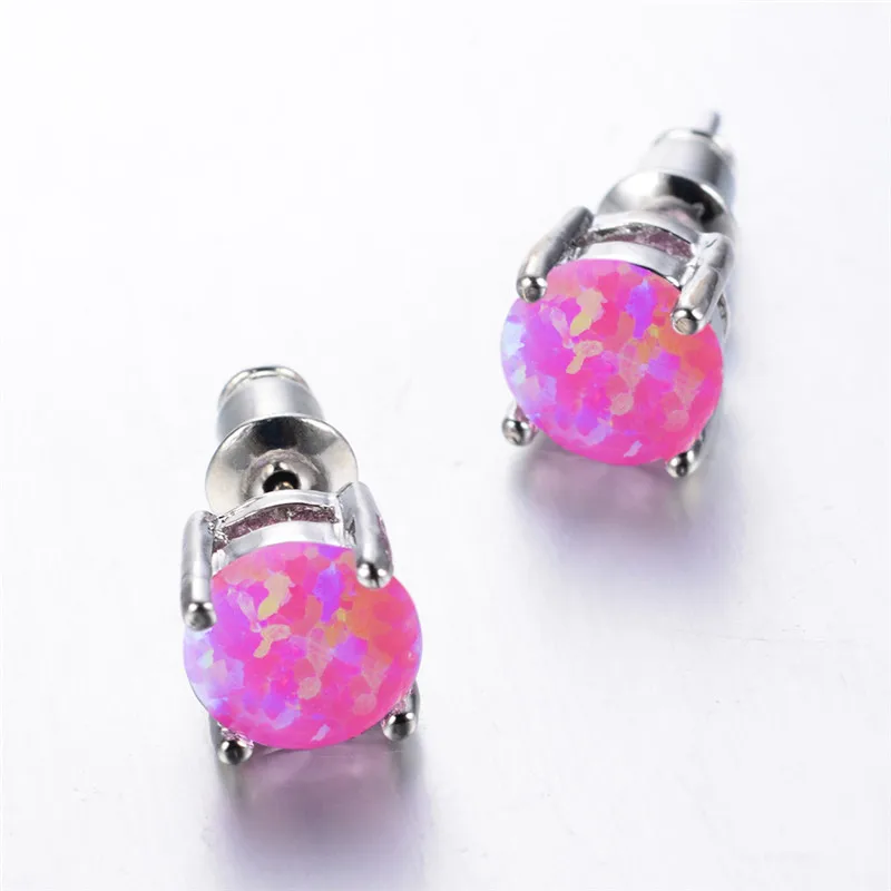 Серьги-гвоздики женские с зеленым огненным опалом 6 мм | Украшения и аксессуары