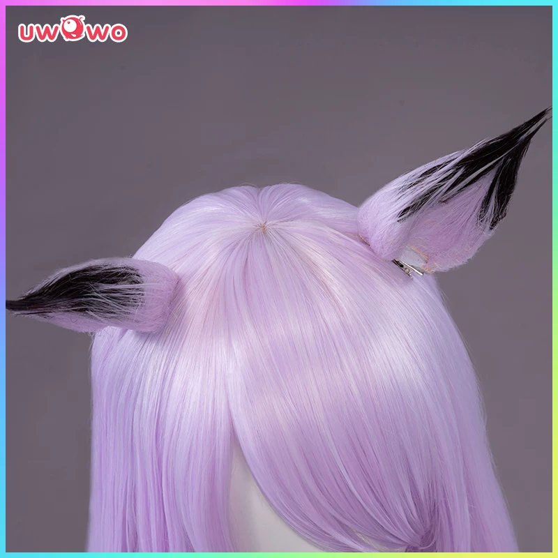 Парик для косплея UWOWO Uma Musume Mejiro McQueen, ярко-лавандовый, длина 70 см, прямые волосы с ушками.