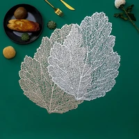 10pcs pvc tableware mat with gold foil stamping and shaped begonias and leaves decorative home placemats and table mats